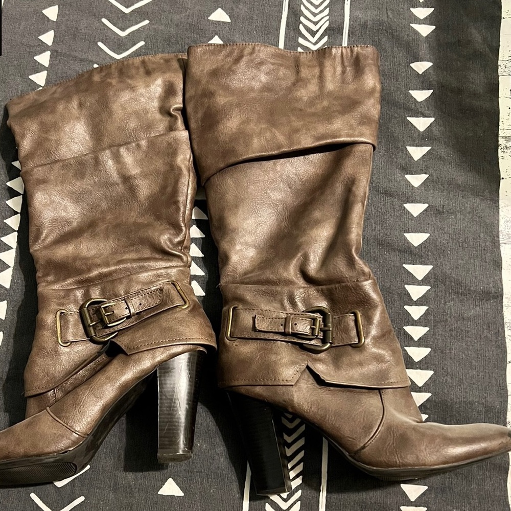 Brown heeled boots